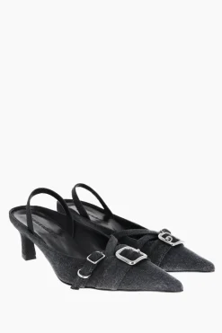 Justine Clenquet Escarpins Joan denim gris