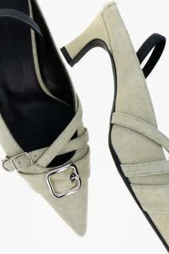 Justine Clenquet Escarpins Joan denim pistache