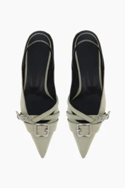 Justine Clenquet Escarpins Joan denim pistache