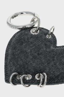 Justine Clenquet Porte-clé coeur denim gris
